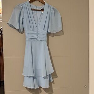 B Darlin Light Blue Layered Mini Dress